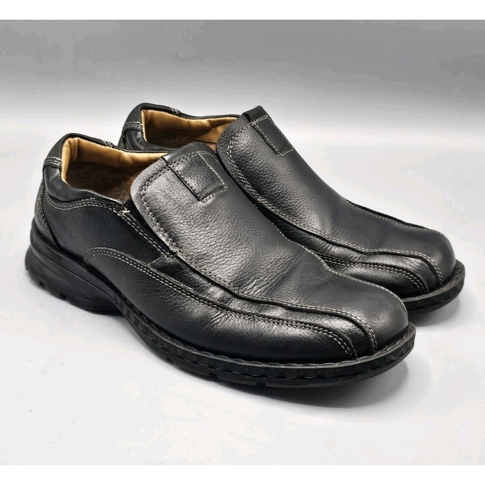 GH Bass Co Lenny Black Leather Slip On Loafers Boat‎ Shoes Mens Size 7 M